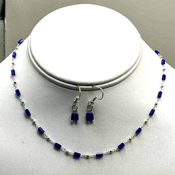 Jewelry - Elegant Blue Lapis and Silver Necklace and Earring Set